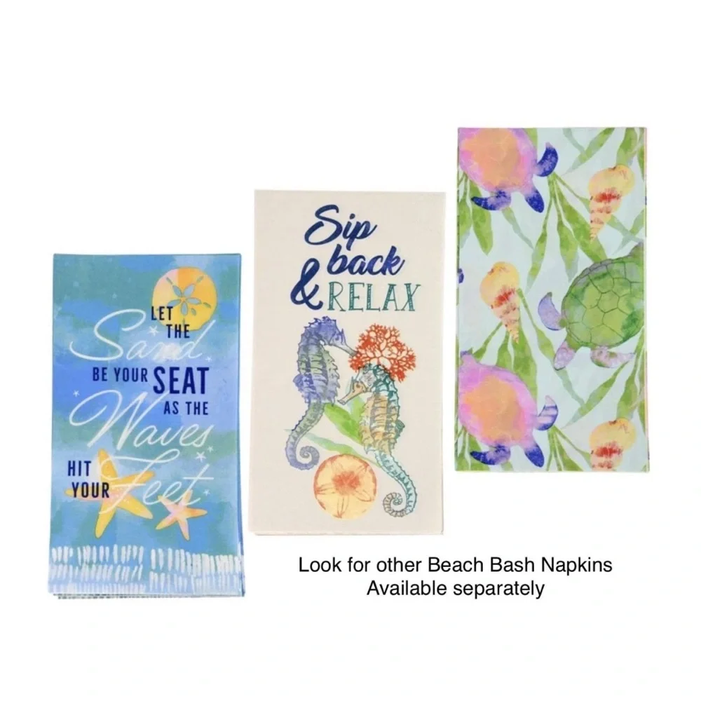 Party! Beach Bash Towels Seahorse Pattern Buffet 2-ply Paper Napkins, 14 ct